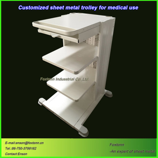 Sheet Metal Fabrication Hospital Trolley Cart for Medical Equipment