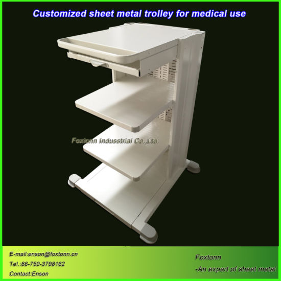 Sheet Metal Treatment Cart Medical Trolley with Casters